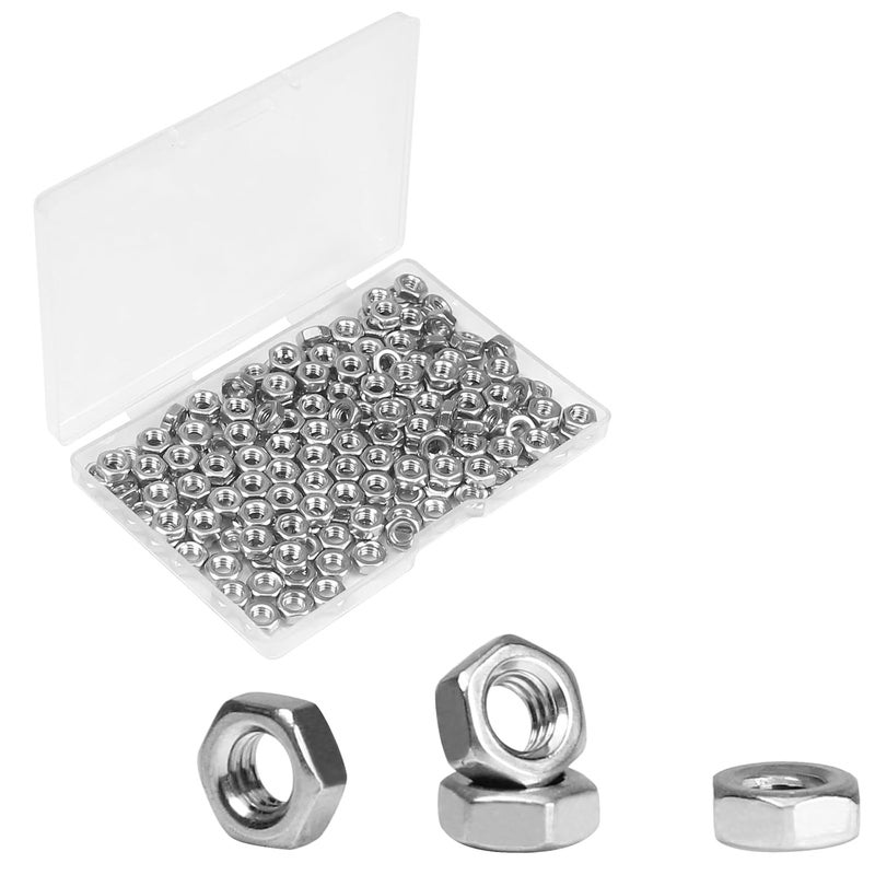 Yinpecly 200pcs M4-0.7 Hex Nut, 304 Stainless Steel Nuts,M4x0.7mm Hex Drive,Metric Coarse Thread Hexagon Nut,Small Nuts Fasteners, Right Hand, M4 Replacement Nut - Image 1